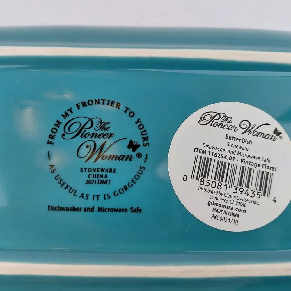 Pioneer Woman Vtg Covered Butter Dish Makes Everything Better Floral New Retired